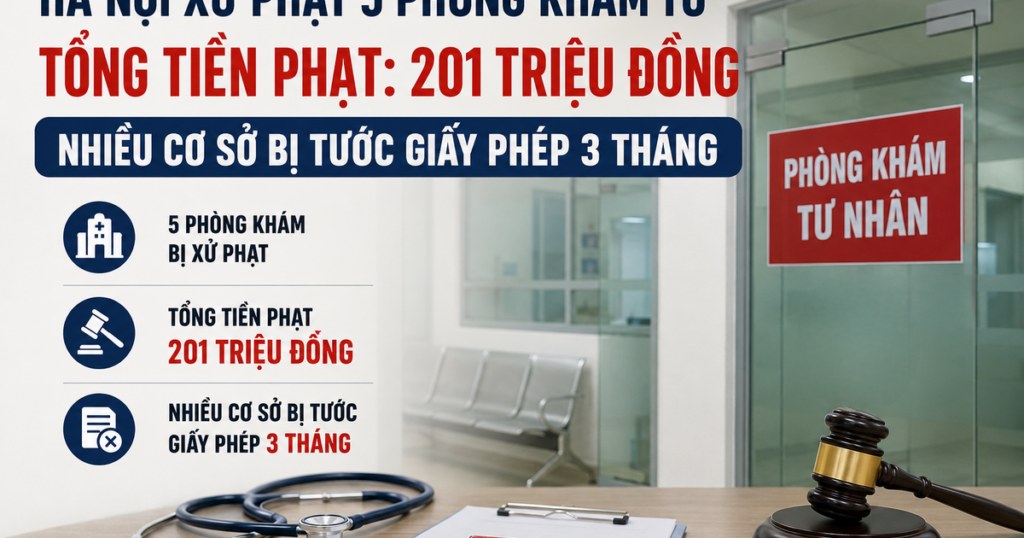 5 phòng khám tư ở Hà Nội bị xử phạt, nhiều cơ sở bị tước giấy phép 3 tháng