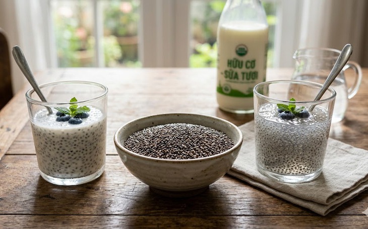 Ngâm hạt chia trong nước hay trong sữa tốt hơn?