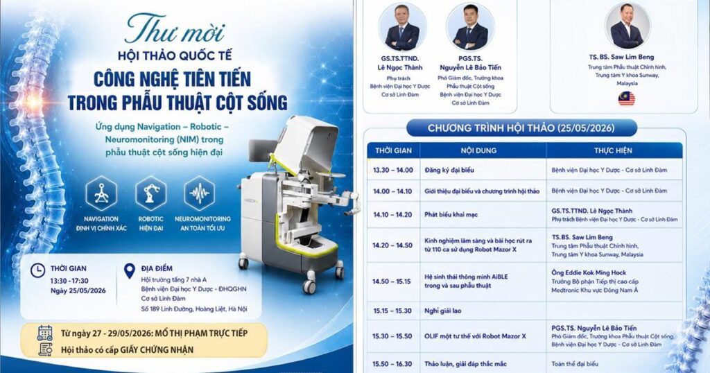 Sắp diễn ra: Hội thảo quốc tế: Công nghệ tiên tiến trong phẫu thuật cột sống