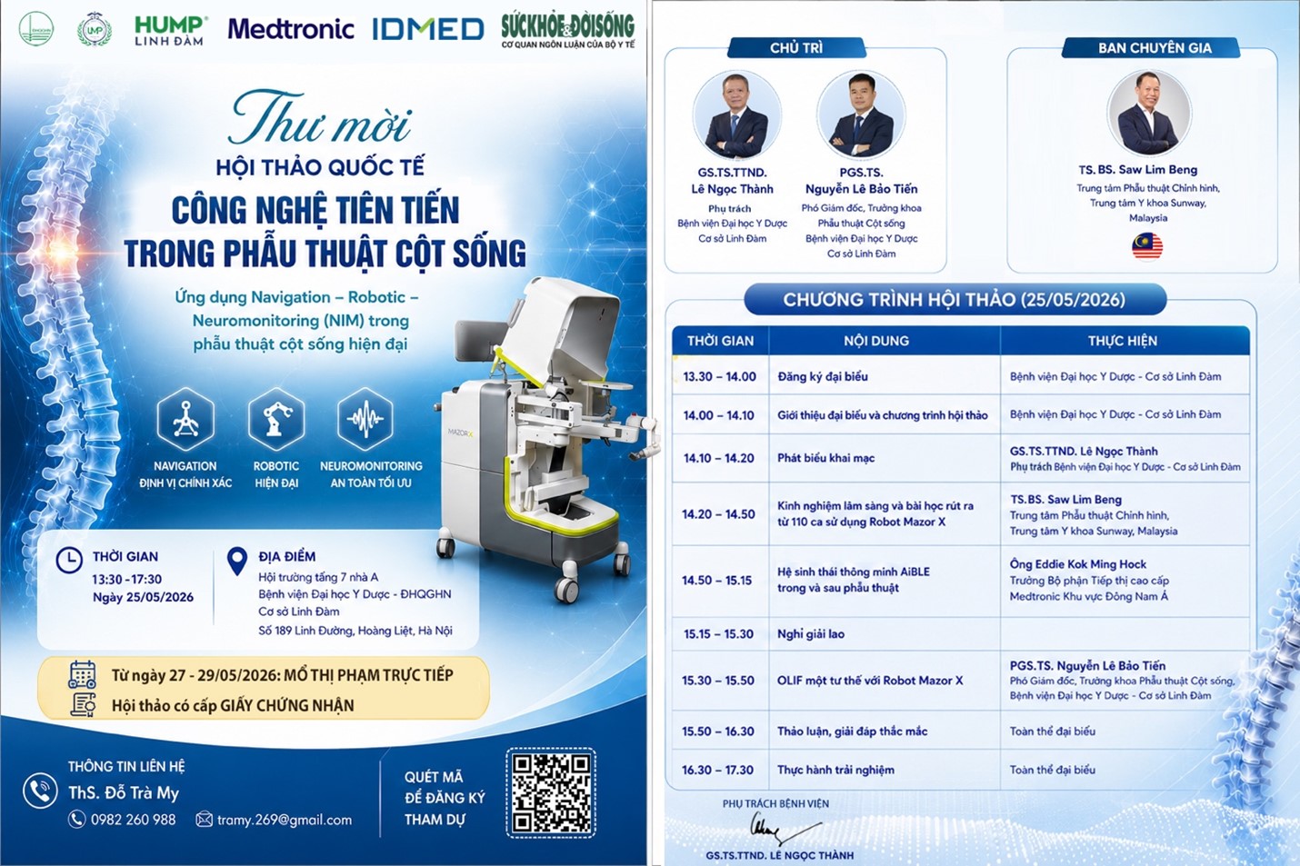 Sắp diễn ra: Hội thảo quốc tế: Công nghệ tiên tiến trong phẫu thuật cột sống- Ảnh 1.