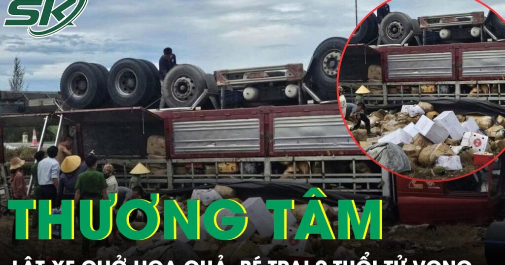 Lật xe chở hoa quả trên quốc lộ 1, bé trai 9 tuổi tử vong thương tâm