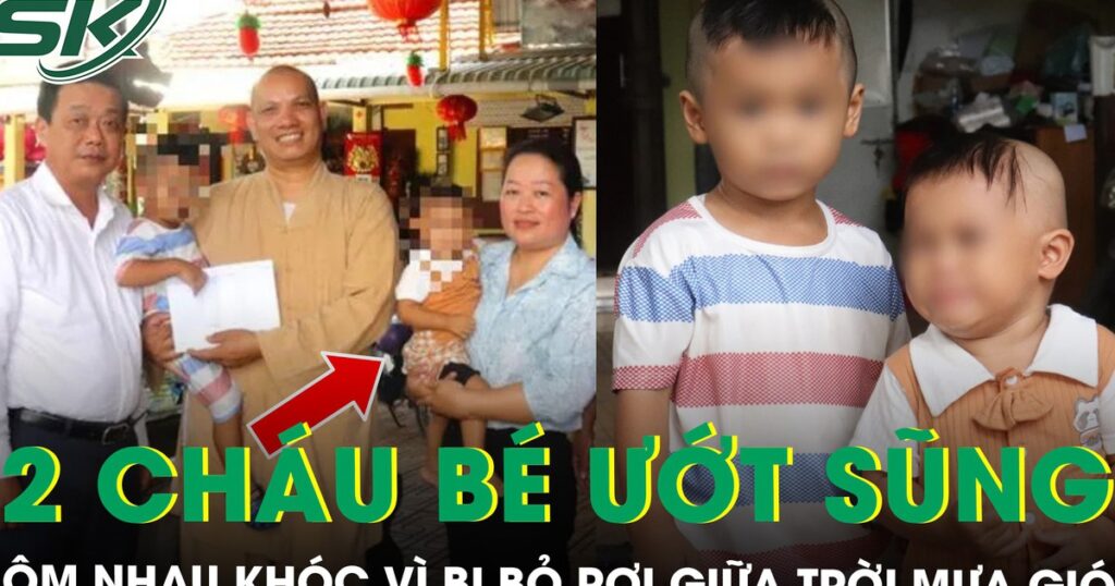 Xót xa cảnh hai cháu bé ướt sũng, ôm nhau khóc vì bị bỏ rơi trước cổng chùa giữa trời mưa tầm tã